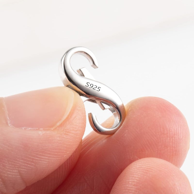 Ash's Choice Lobster Clasp Necklace Bracelet Extender,925 Sterling Silver Necklace Connector Bracelet Extender Clasps, White Gold Plated Closures Claw for DIY Jewelry Repair(0.55"x0.24",Silver,2P) - Image 4